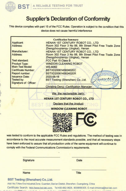 China Shenzhen Globabot Facotry Certificações